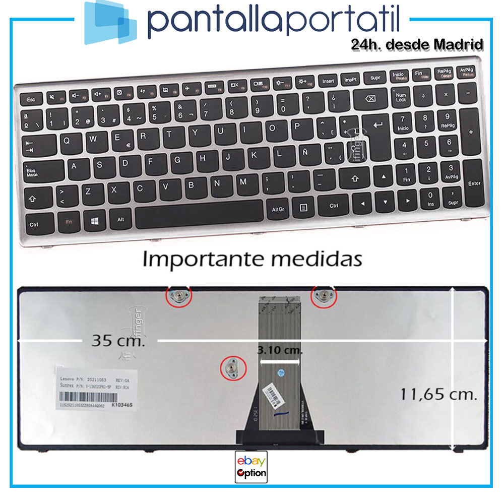 Teclado español de portatil compatible para LENOVO IDEAPAD IBM 25214767 VER MEDI