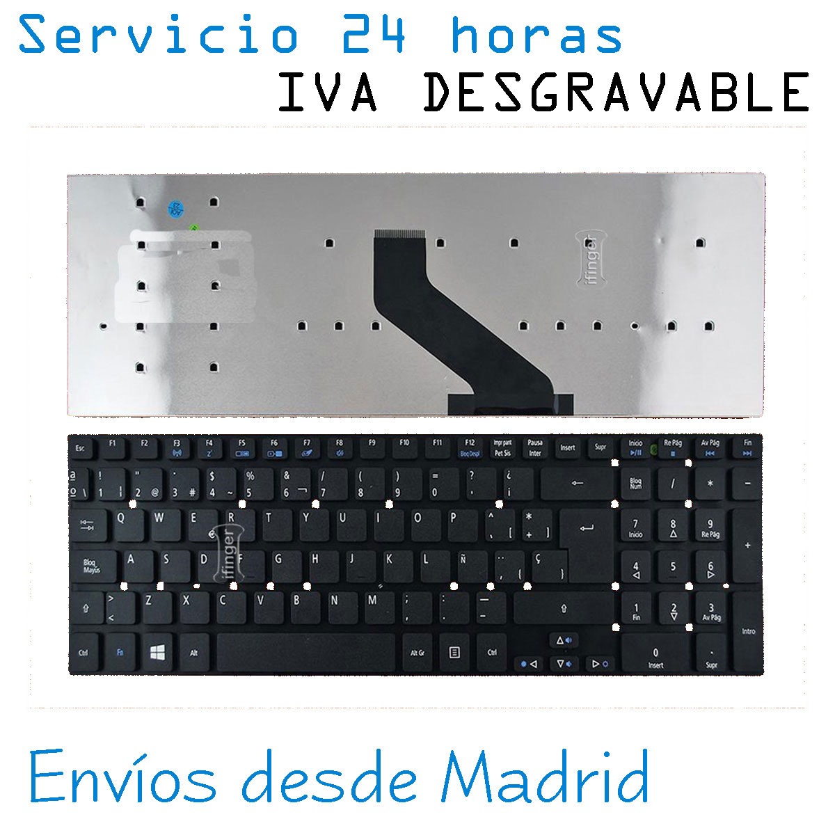 Repuesto Teclado español para ACER Aspire E1-572G NEGRO DESDE ESPAÑA ENVIO RÁ... - Imagen 1 de 5